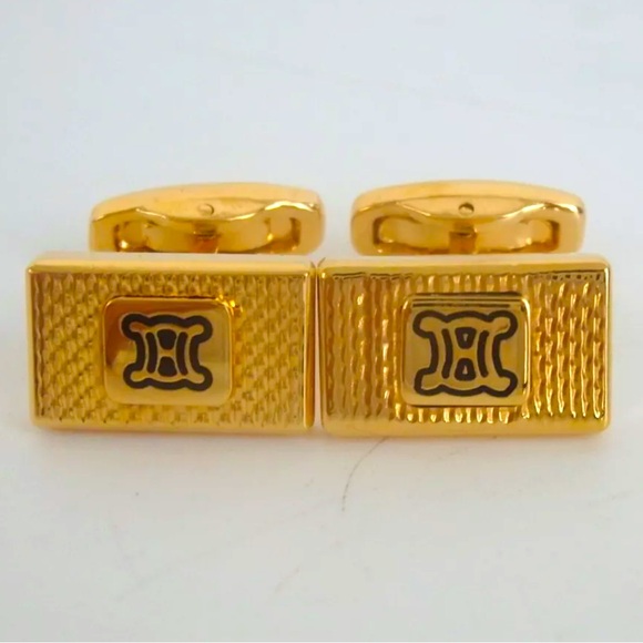 CELINE Gold Cufflinks Vintage in GREAT condition - Picture 1 of 14